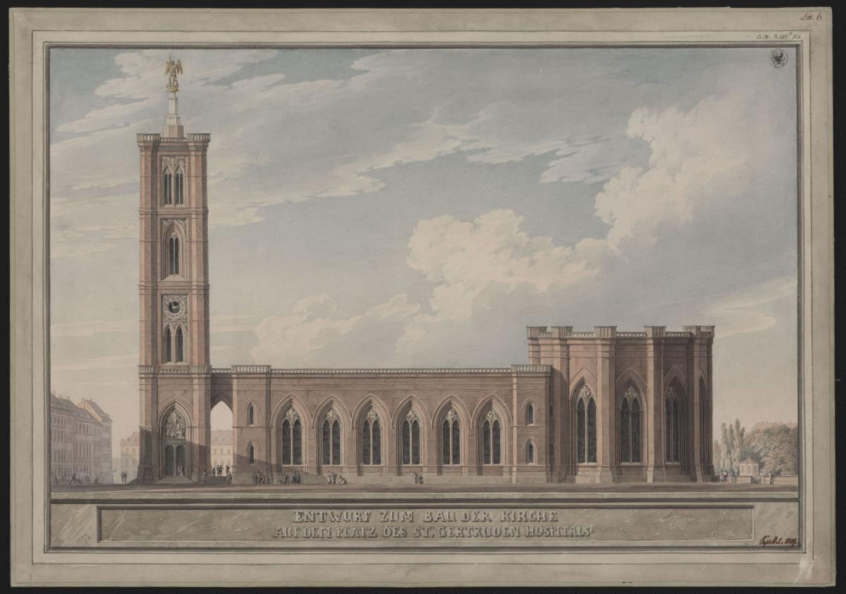 Berlin, Spittelmarkt. Entwurf zur Gertraudenkirche. Außenansicht