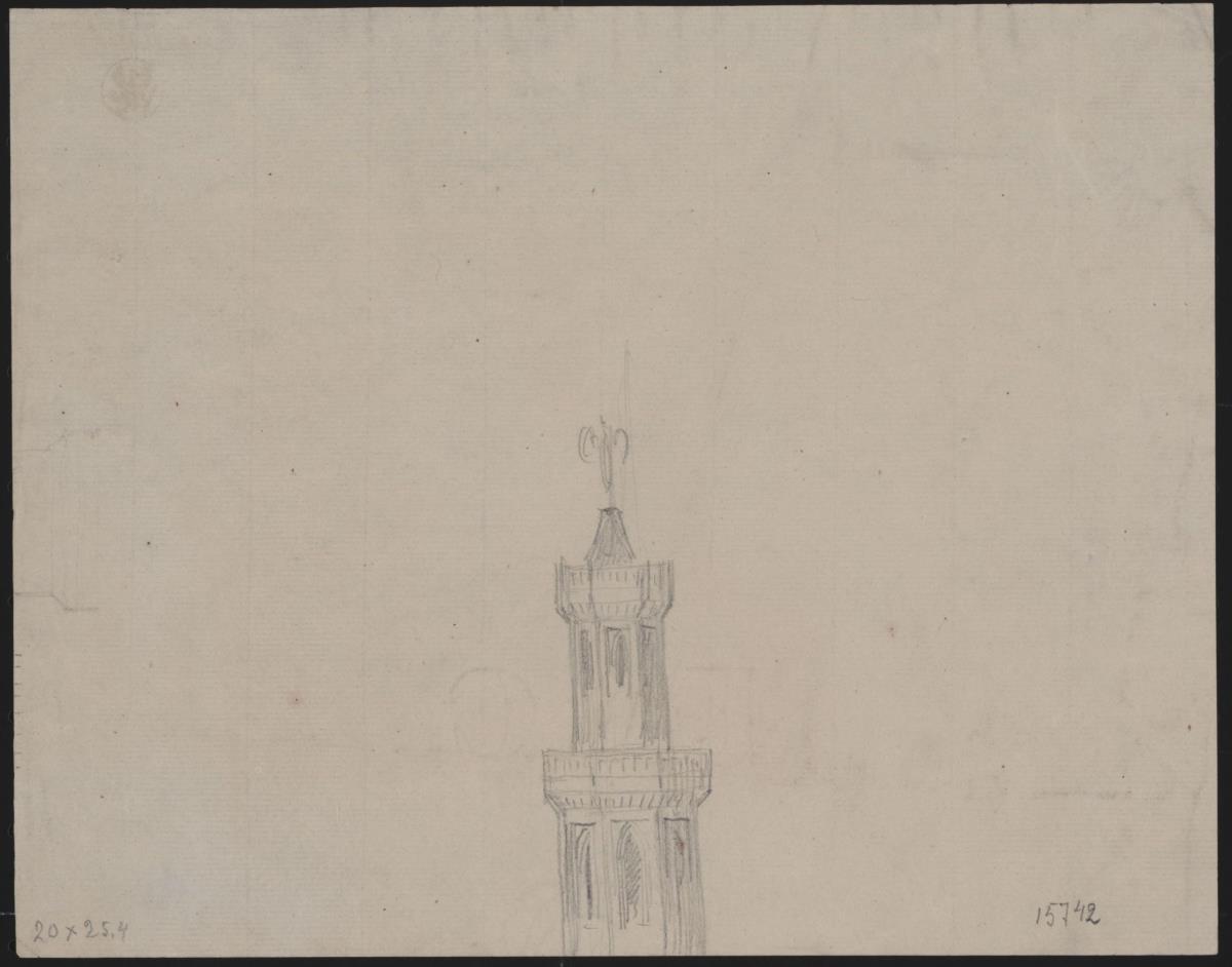 Berlin, Spittelmarkt. Entwurf zur Gertraudenkirche. Turmspitze mit figürlichem Abschluss