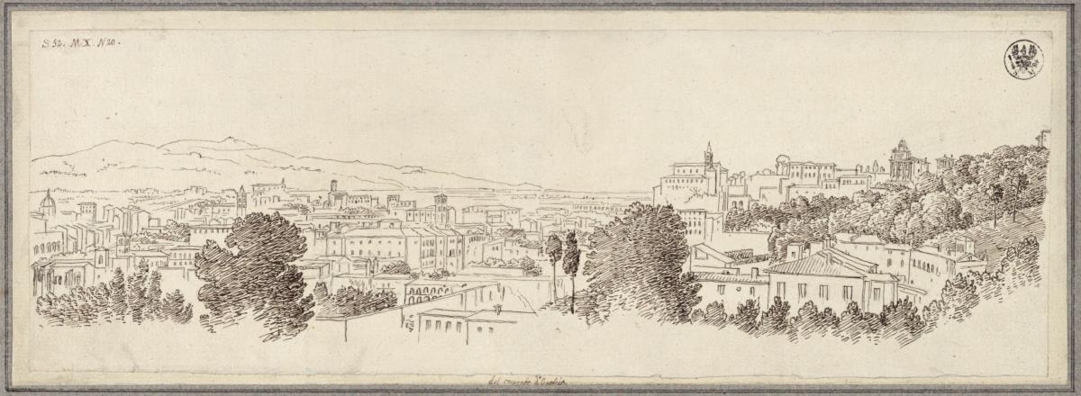 Blick vom Kloster Sant'Onofrio auf dem Gianicolo nach Süden auf Rom