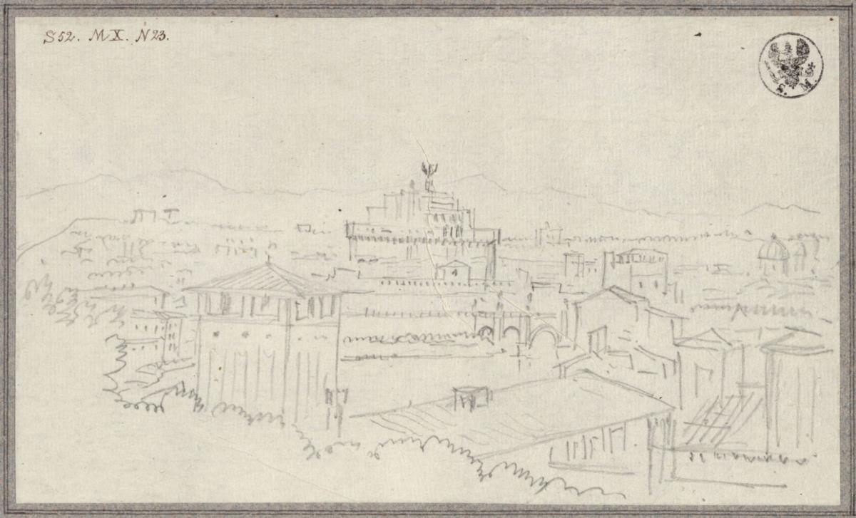 Blick vom Gianicolo auf die Engelsburg in Rom