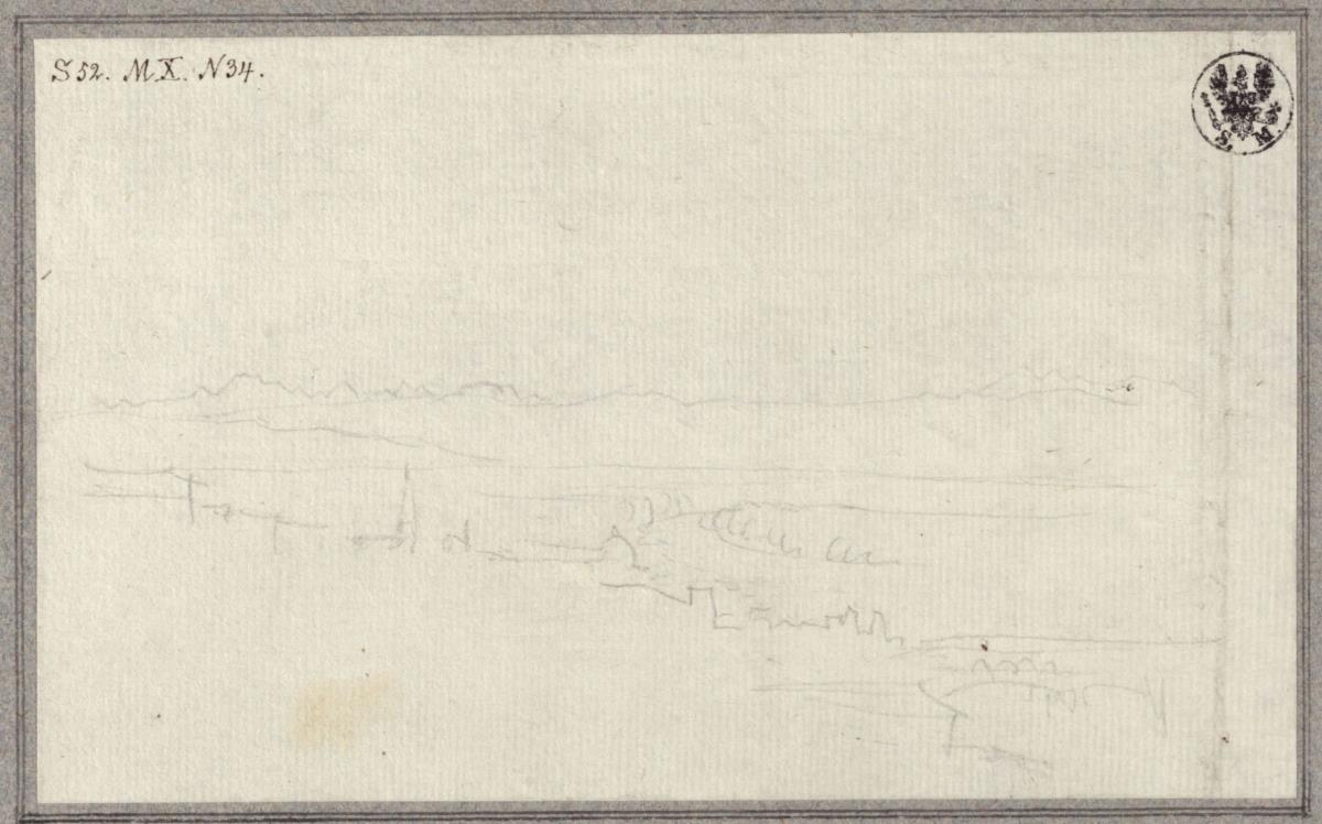 Flusslandschaft, im Hintergrund ein Gebirgszug