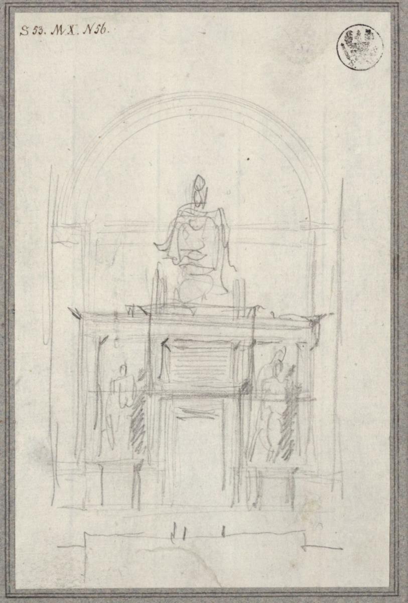 Skizze zum Grabmal von Papst Pius VII. in Sankt Peter