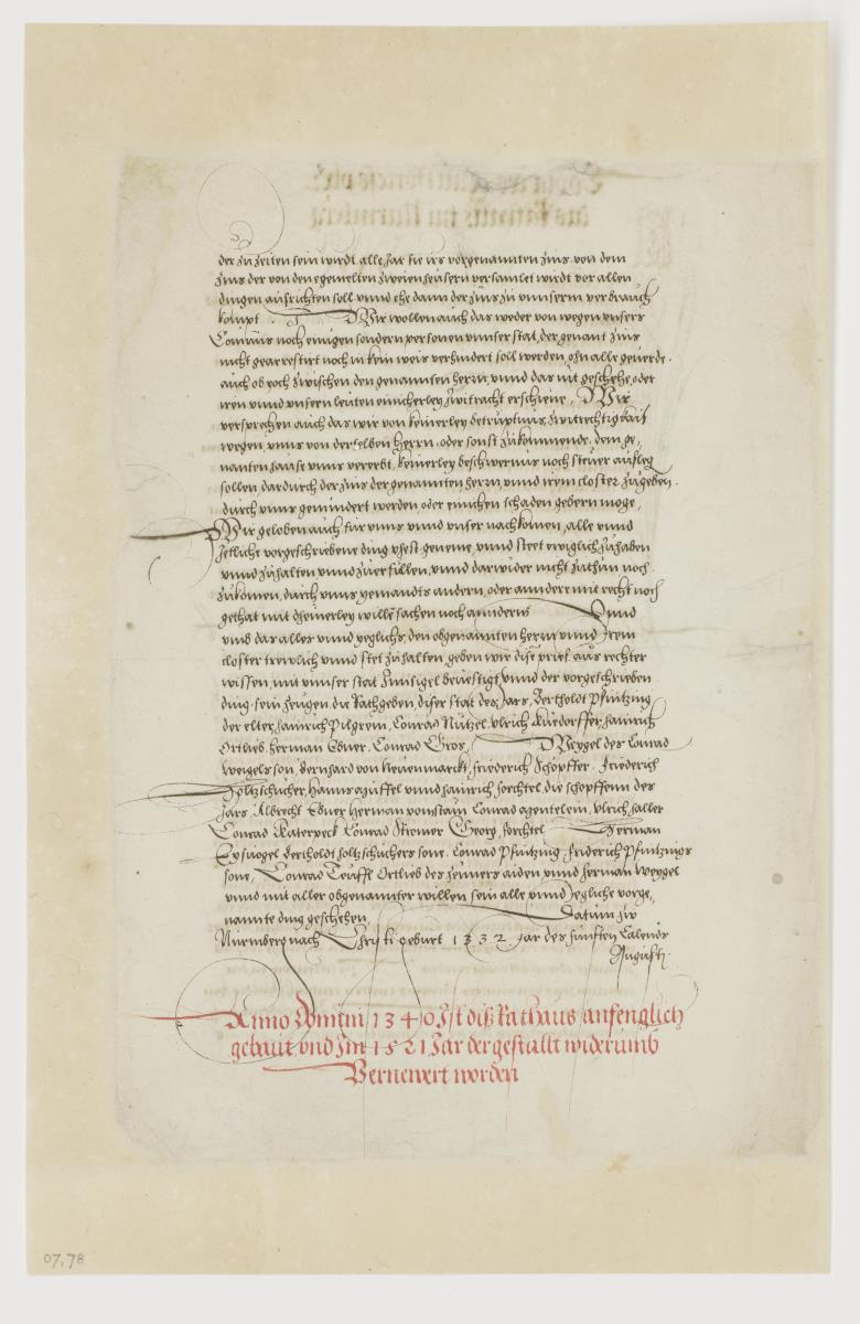 Copia des Kauffbriefs uber das Rathaus zu Nurmberg (1332)