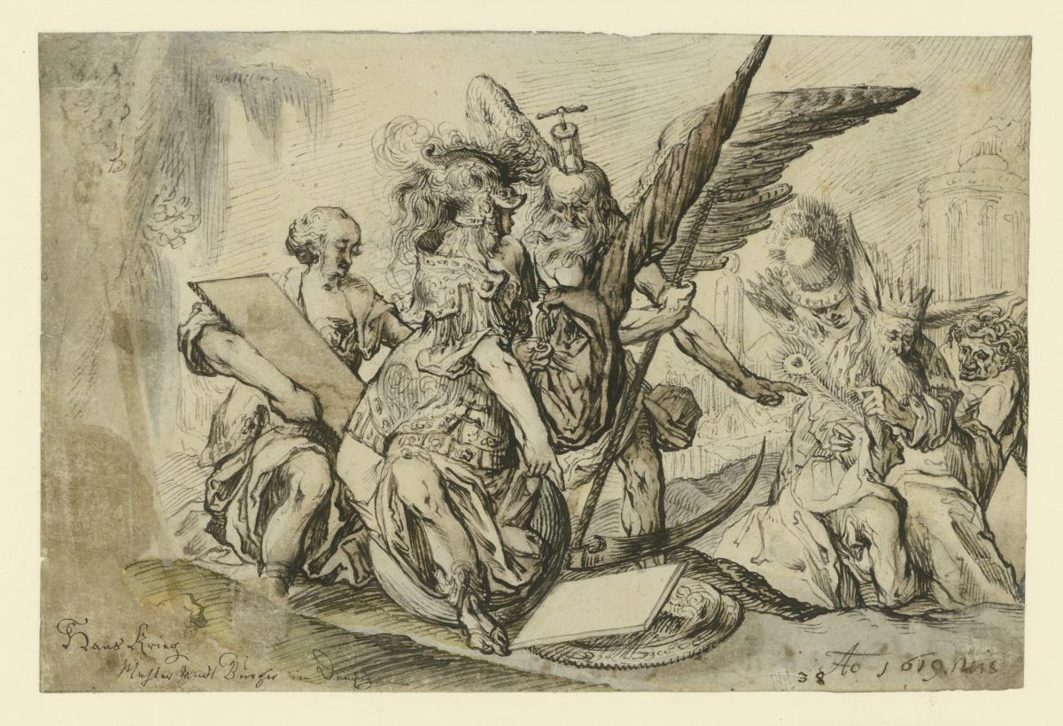 Allegorie mit Chronos, Minerva, Klio u. a