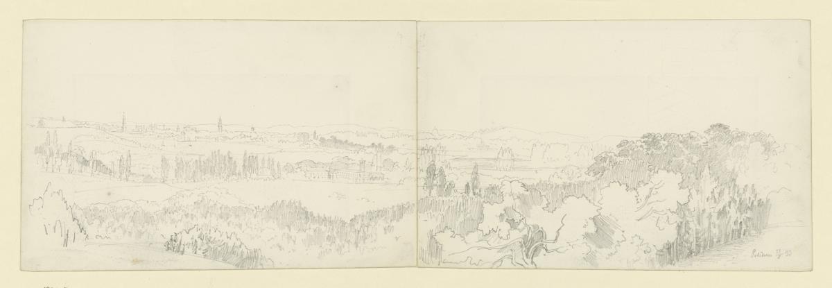 Potsdam, Blick über die Landschaft bei Potsdam mit Panoramaansicht der Stadt