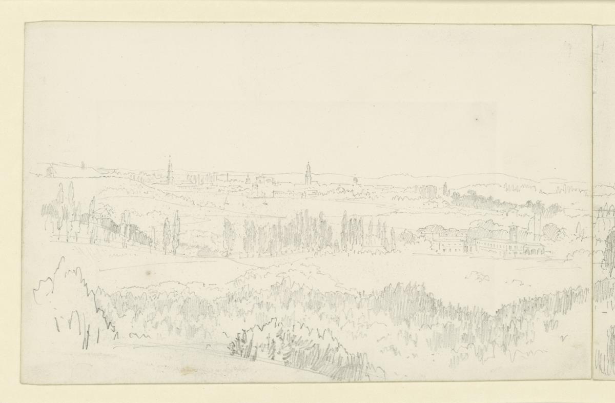 Potsdam, Blick über die Landschaft bei Potsdam mit Panoramaansicht der Stadt