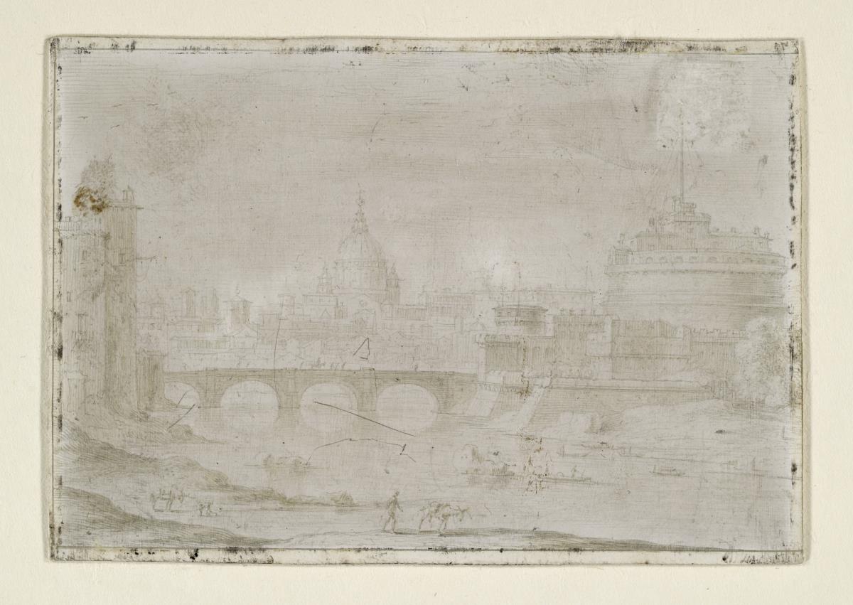 Ansicht von Rom mit dem Tiber, der Engelsburg und dem Petersdom