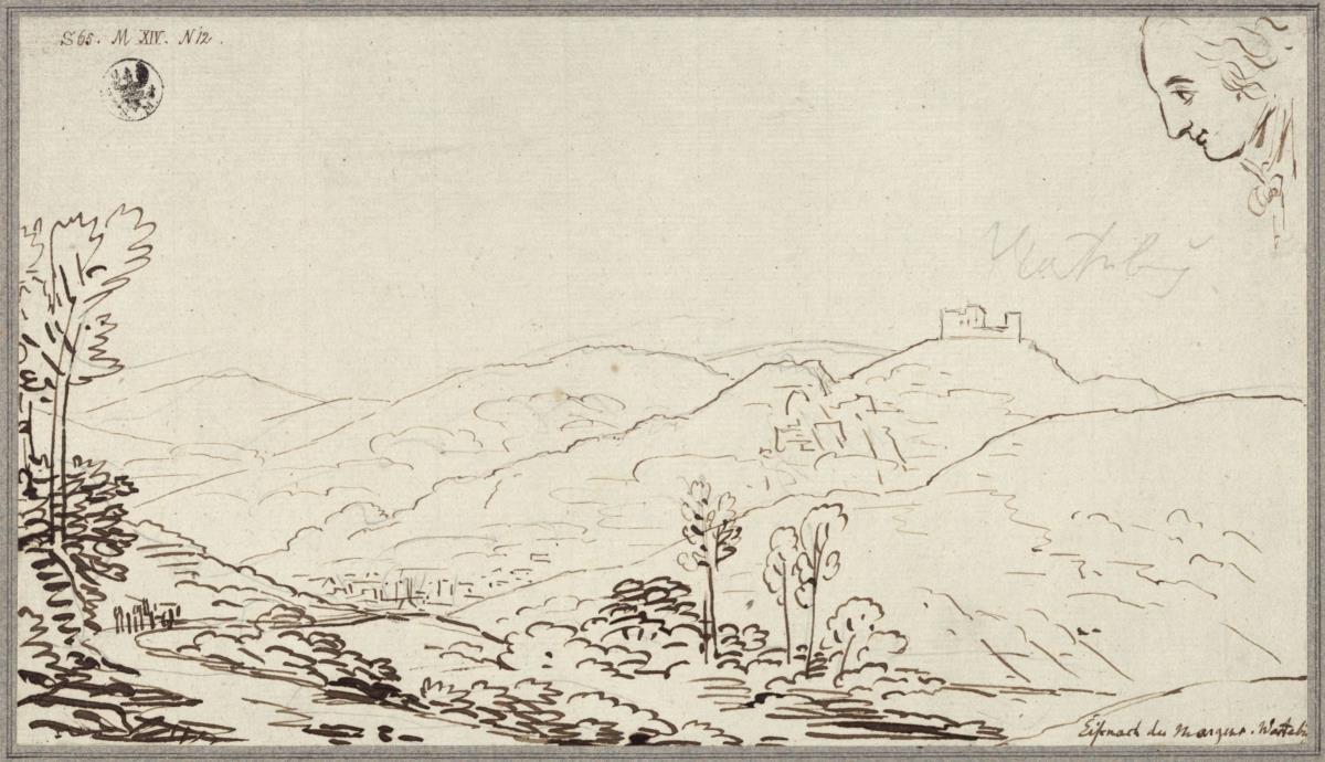 Fernsicht auf Eisenach mit der Wartburg & Ein Profilkopf