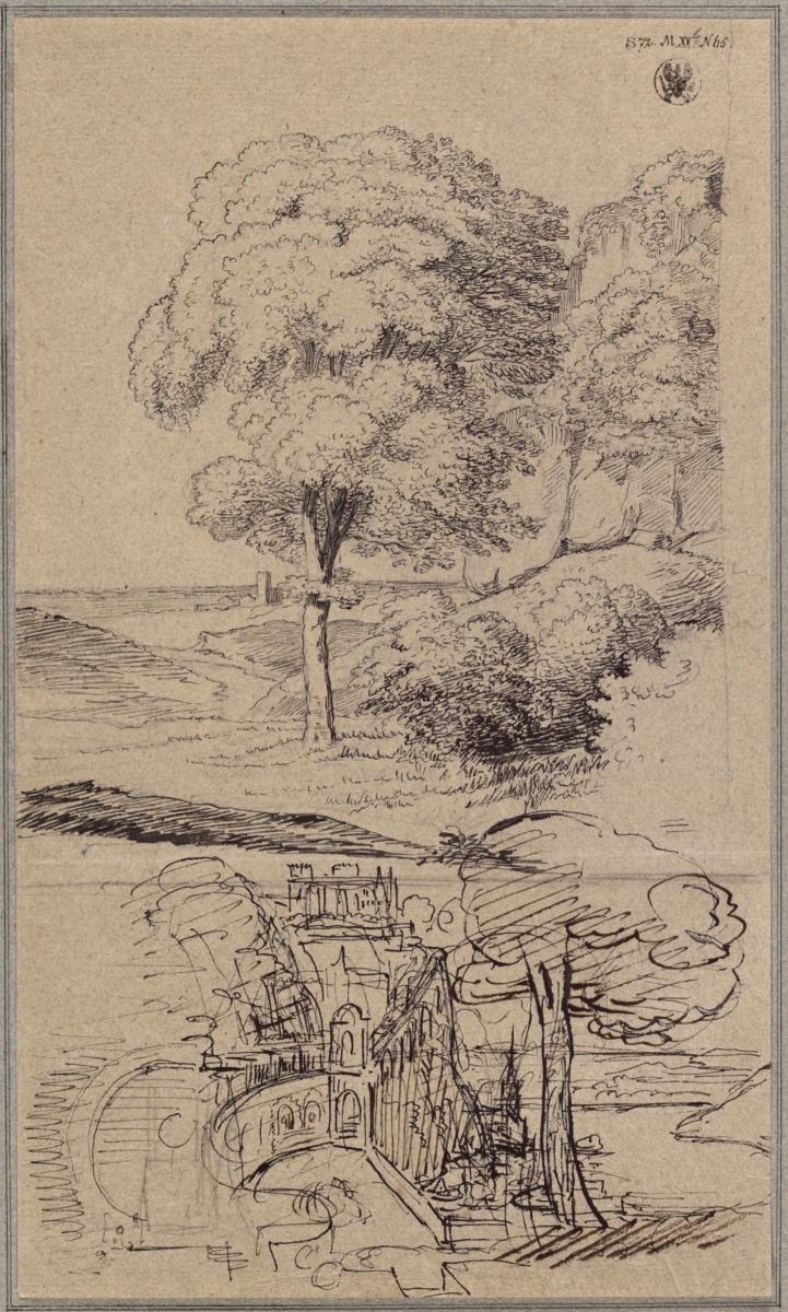 Landschaftsstudie & Studie zur Zeichnung "Schloss am Strom"