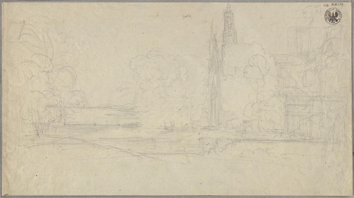 Gotische Kirche und Ausblick auf eine Küste