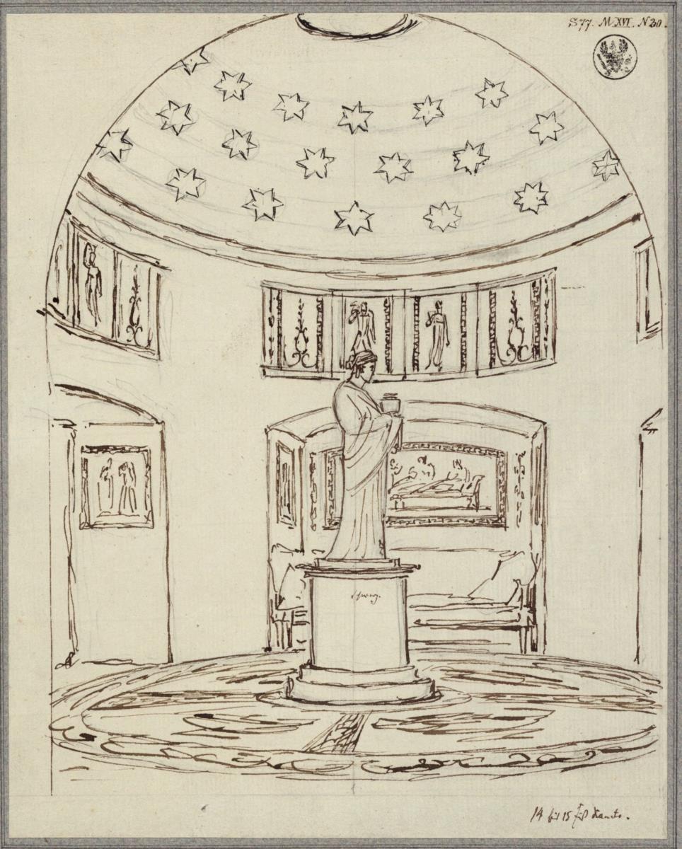 Dessau, Schloss Wörlitz. Rundsaal unter dem Vulkan bei der Villa Hamilton - "Tempel der Nacht"