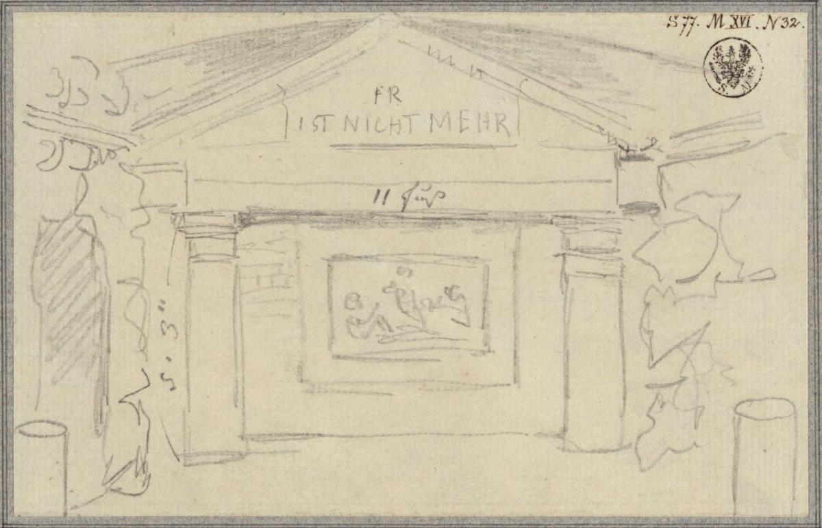 Paretz nordwestlich von Potsdam. Skizzen zu einem Grabdenkmal für den Prinzen Ludwig von Preußen (?)