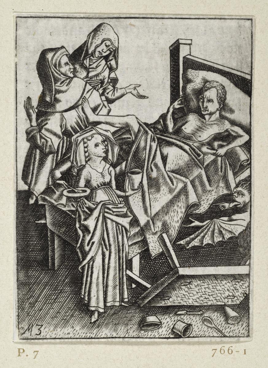 Ars Moriendi, Blatt 7 - Versuchung durch Ungeduld