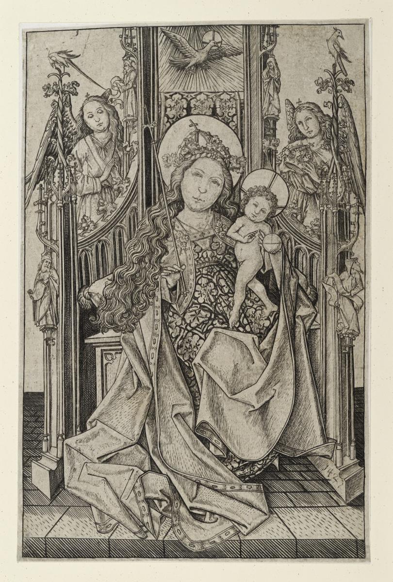 Thronende Madonna mit zwei Engeln