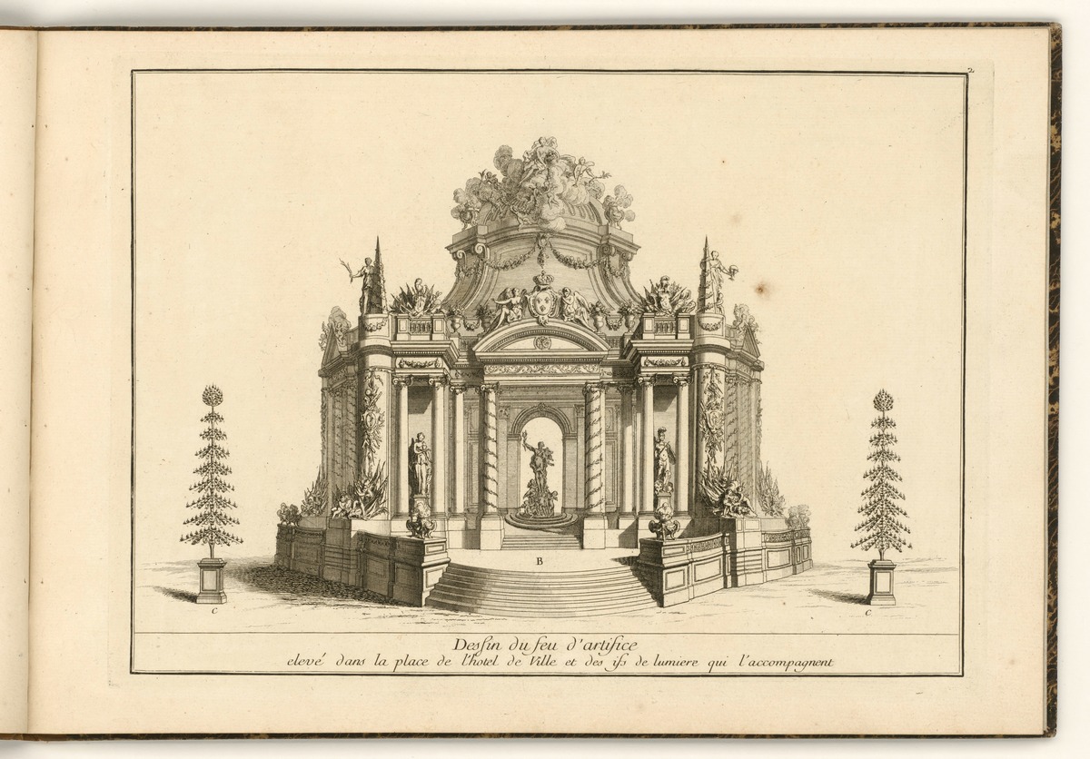 Feuerwerksaufbau in Paris 1749