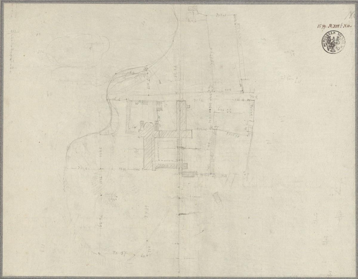Kloster Chorin. Lageplan des Amtes Chorin mit dem Kloster