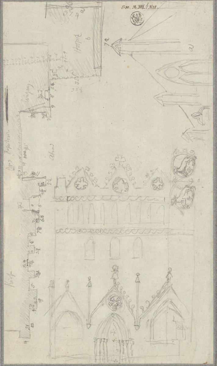 Kloster Chorin. Grundriss, Aufriss des Pfortenhaus und Aufriss des Brauhausgiebels