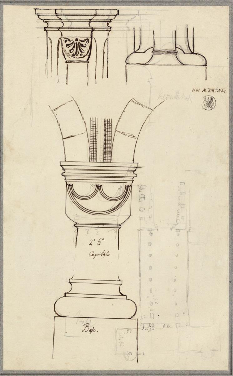 Klosterruine Paulinzella. Grundriss und Details zu den Säulen