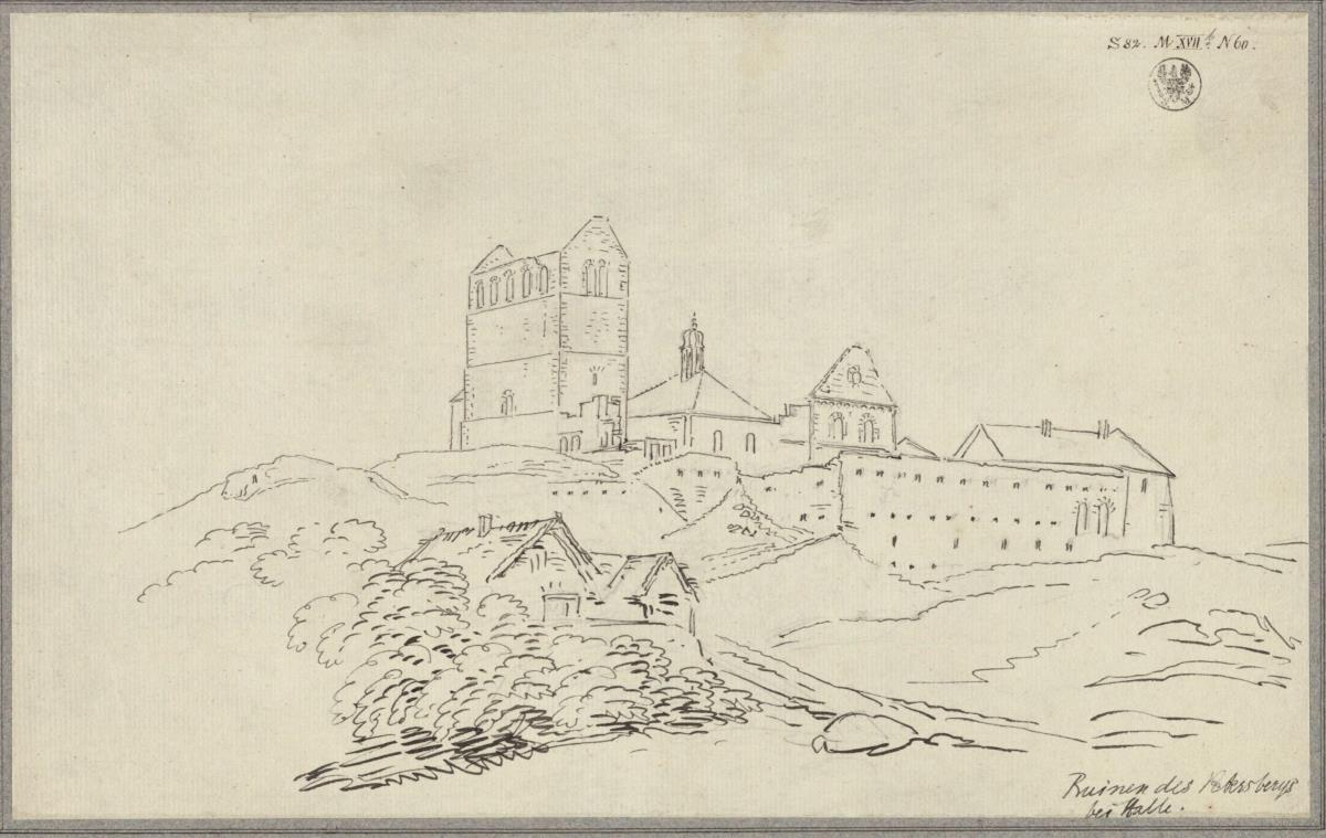 Ansicht der Stiftskirche auf dem Petersberg bei Halle an der Saale