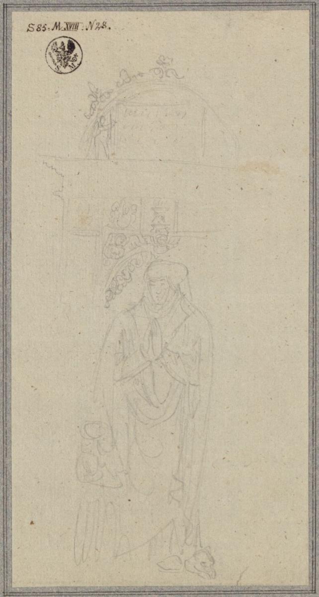 Grabmal wohl der Renaissance mit einer betenden Figur