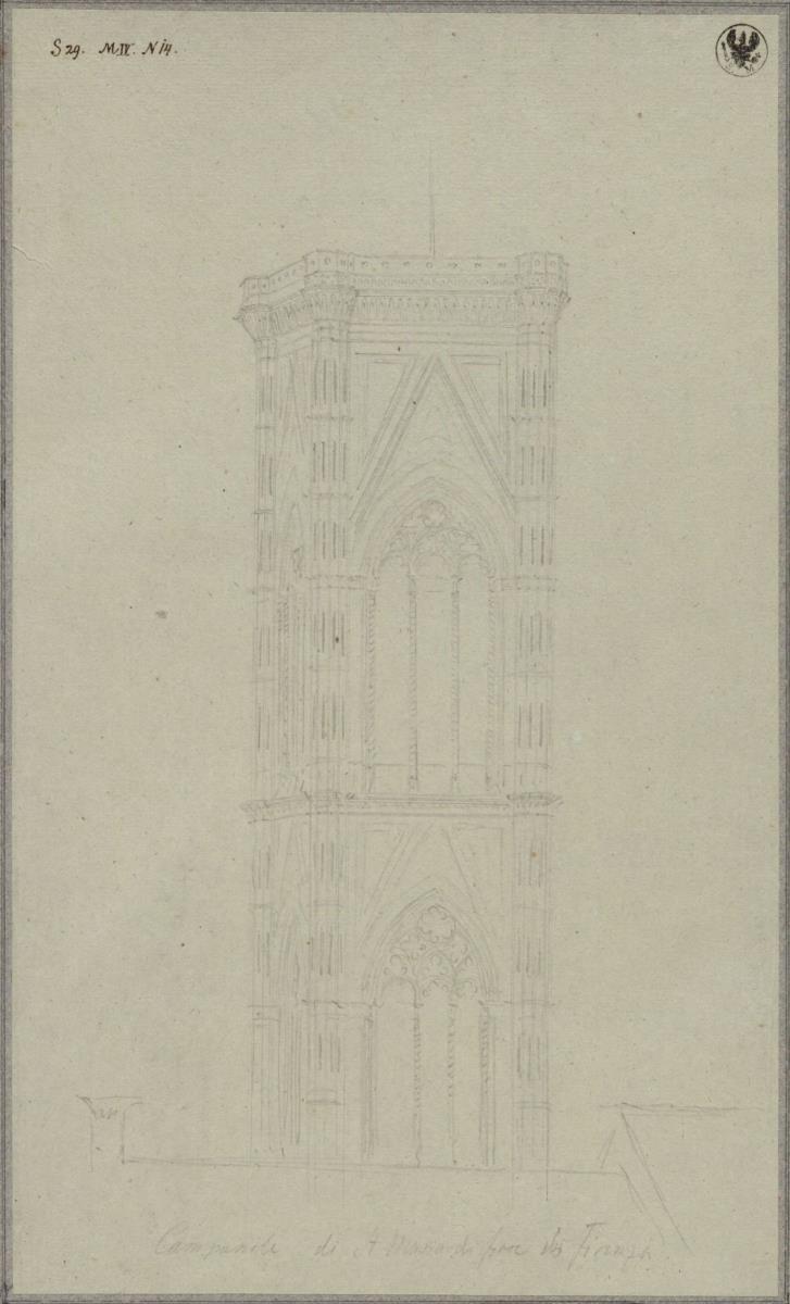 Die beiden oberen Geschosse des Campanile vom Dom in Florenz