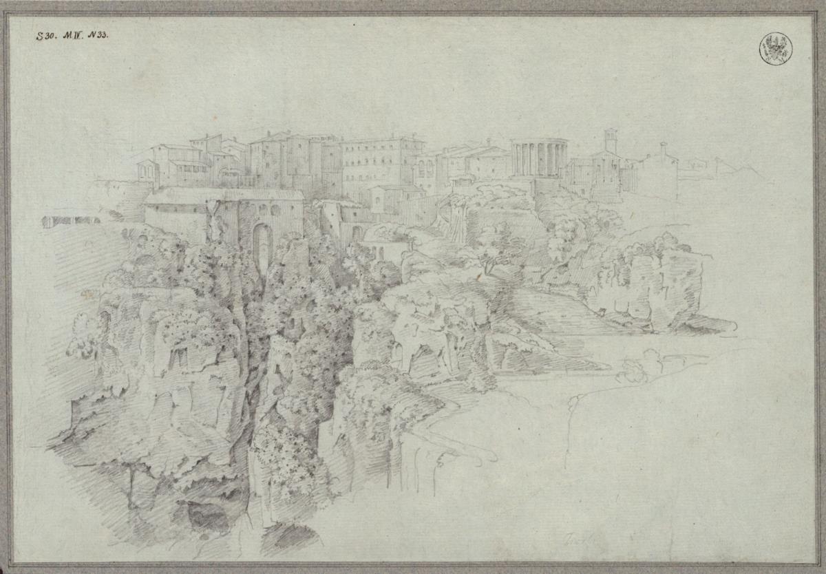 Blick auf Tivoli über das Tal des Aniene