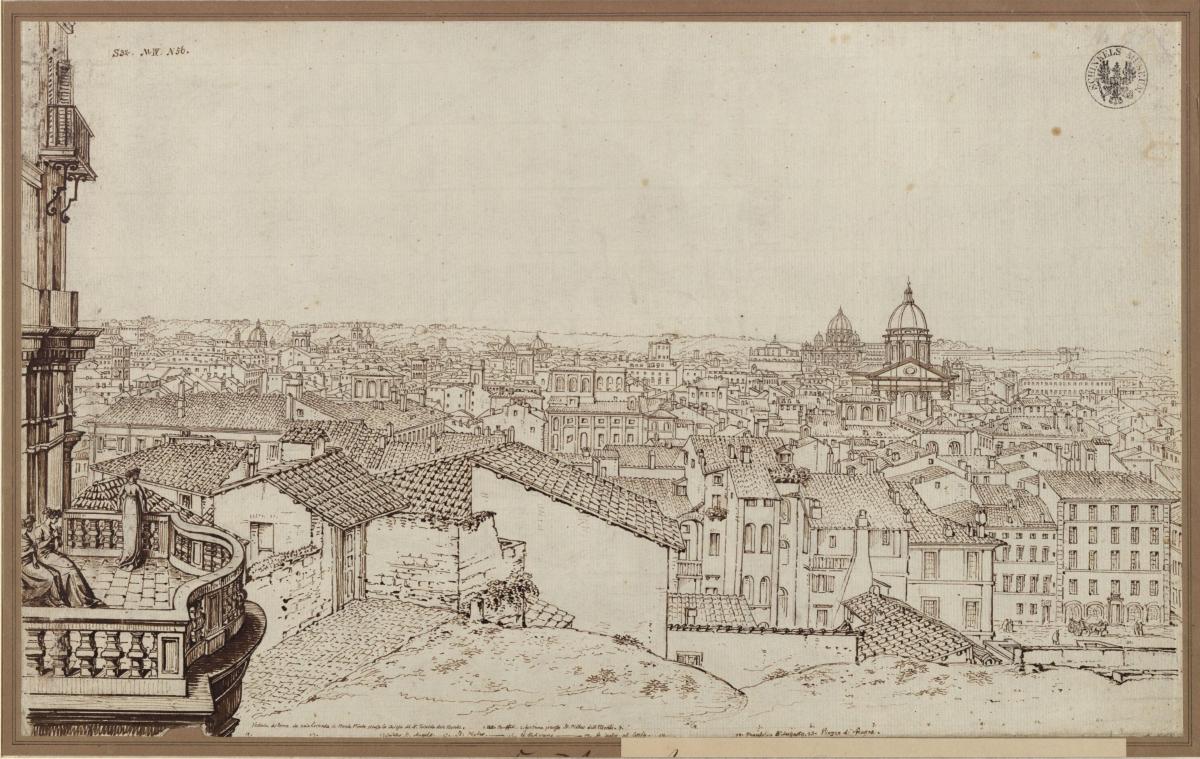 Blick von Schinkels Wohnung auf dem Monte Pincio auf Rom