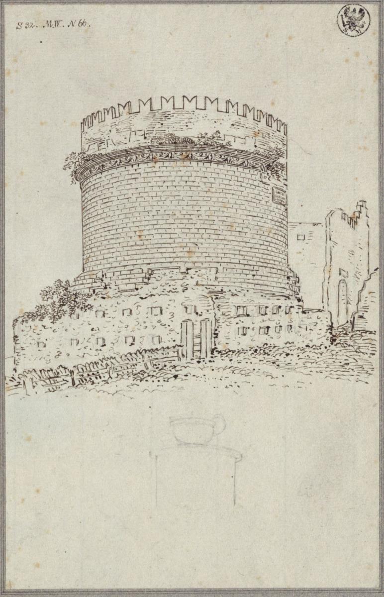 Das Grabmal der Cecilia Metella an der Via Appia bei Rom