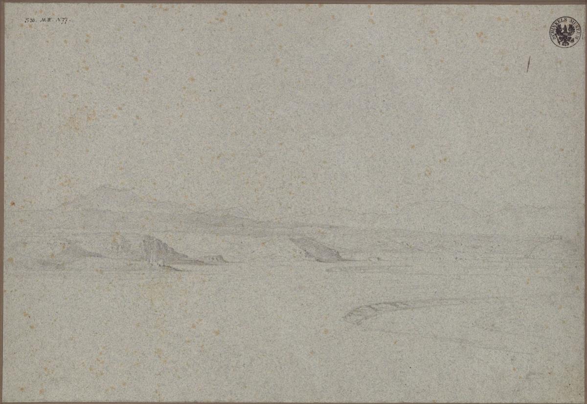 Campagnalandschaft mit dem Tiber und dem Monte Soratte im Hintergrund / Aqua acetosa bei Rom