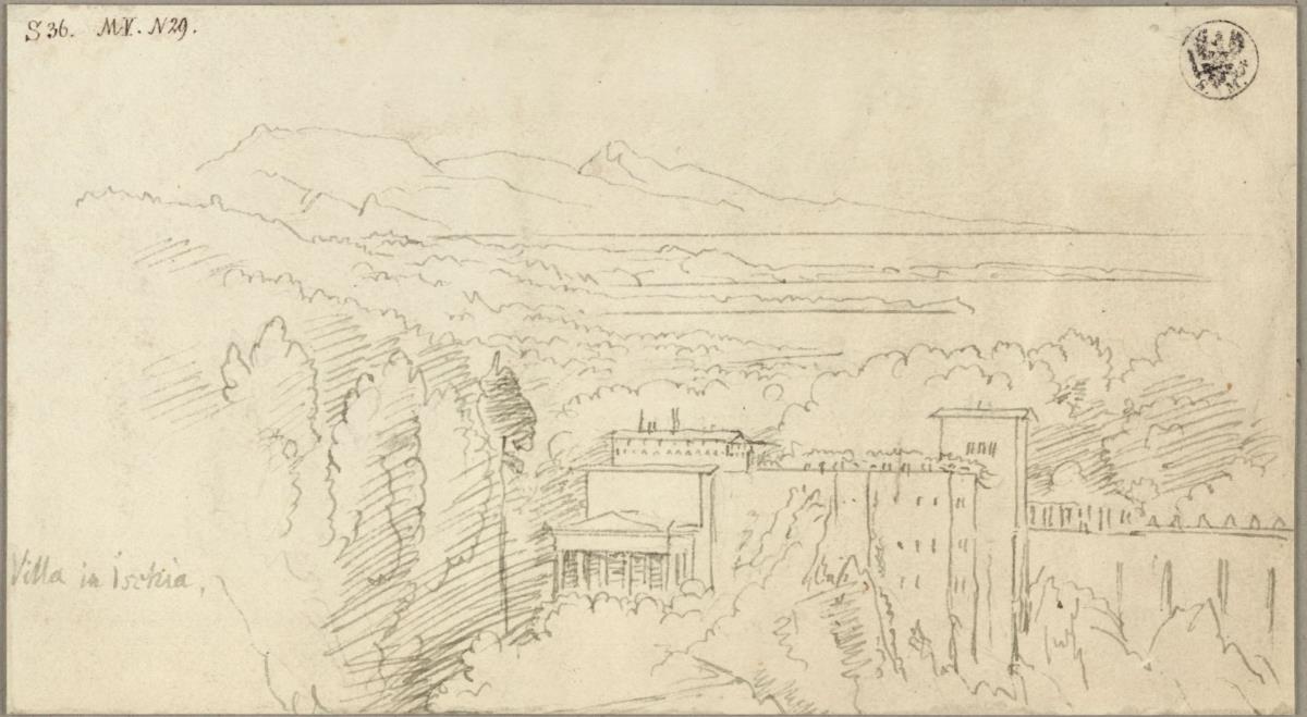 Vorzeichnung zu dem Aquarell "Beuths künftige Villa auf Ischia"
