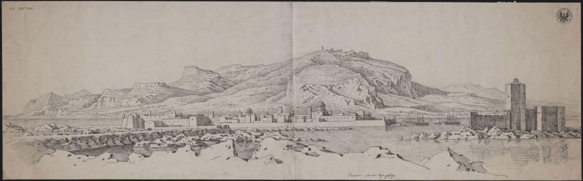 "Ansicht von Trapani in Sicilien im Hintergrunde der Mons Eryx"