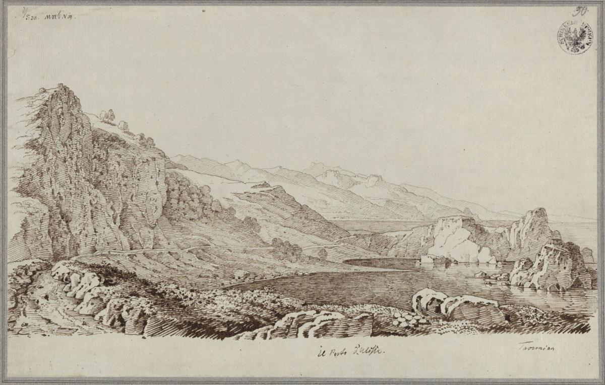 "Hafen des Ulisses bei Taormina" / Landschaft bei Taormina