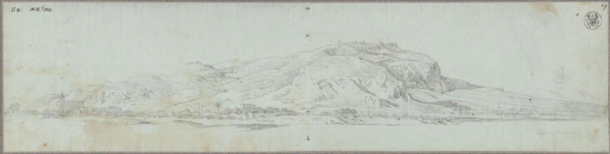 Ansicht des Eryx-Gebirges bei Trapani mit links dem Santuario dell'Annunziata