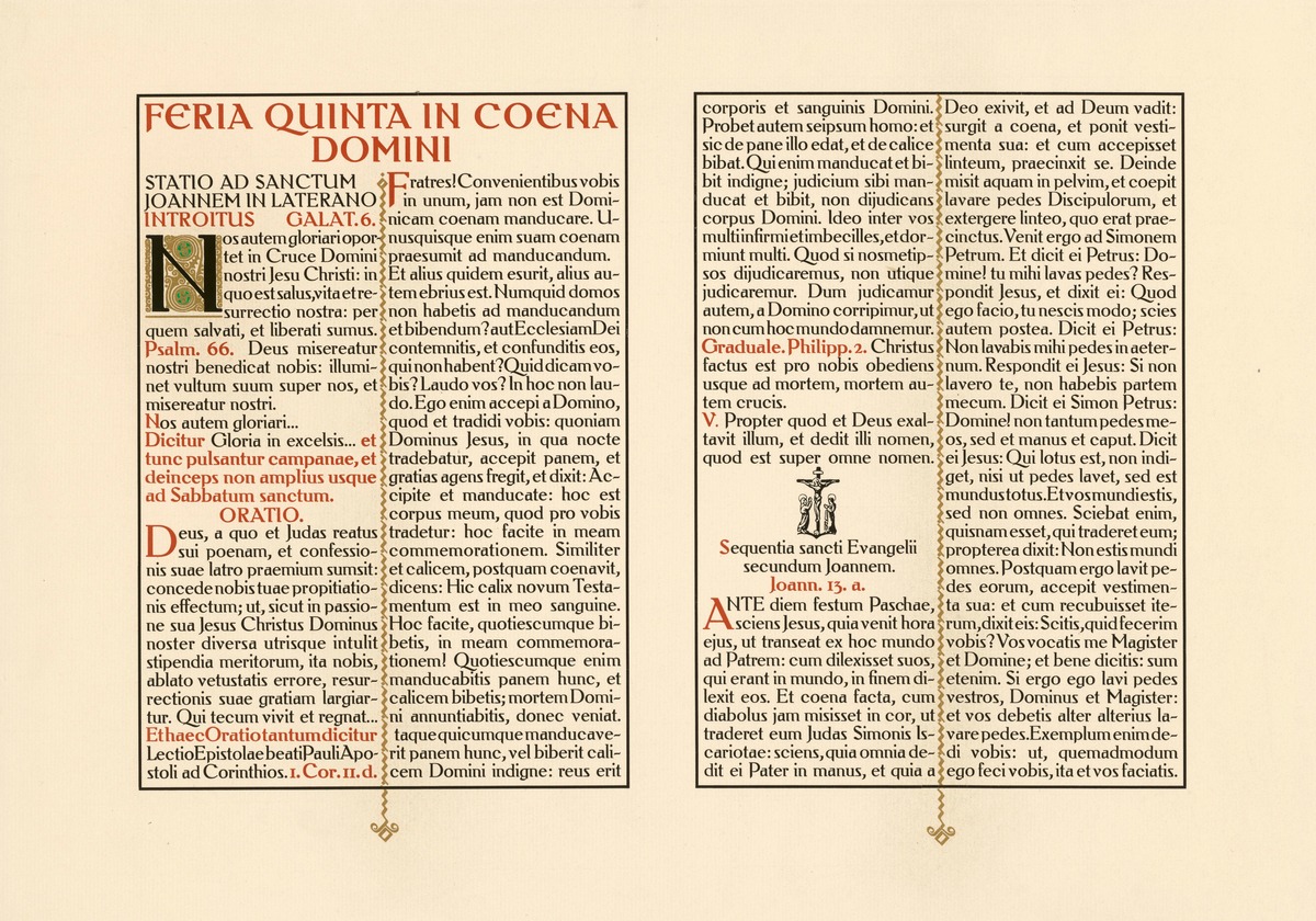 Doppelseite eines Messbuchs Feria Qinta in Coena Domini