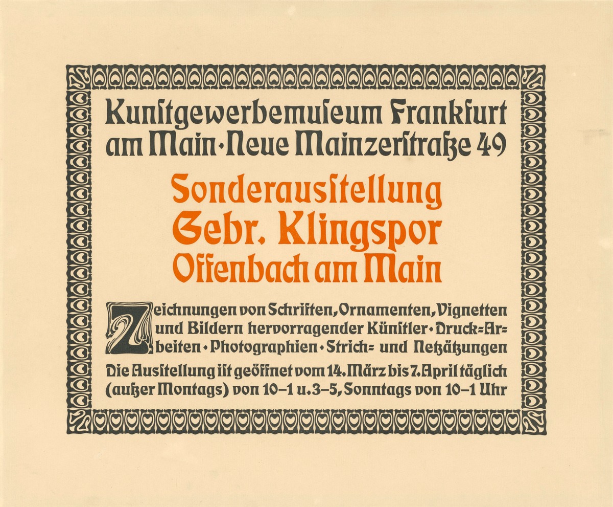 Kunstgewerbemuseum Frankfurt am Main Sonderausstellung Gebr. Klingspor Offenbach am Main