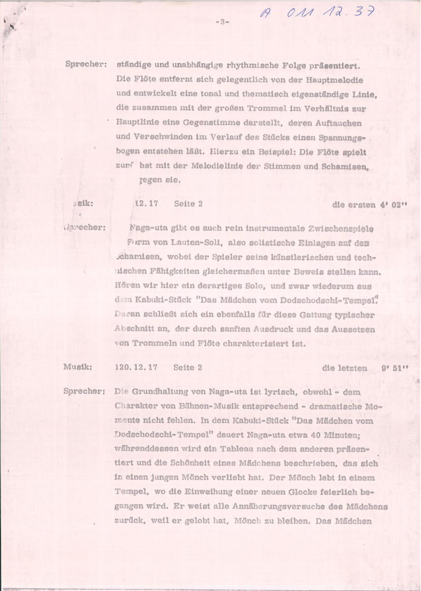 37. SFB-Sendung Naga-uta, eine Gattung japanischer Vokalmusik (Kommentar: Habib Hassan Touma)