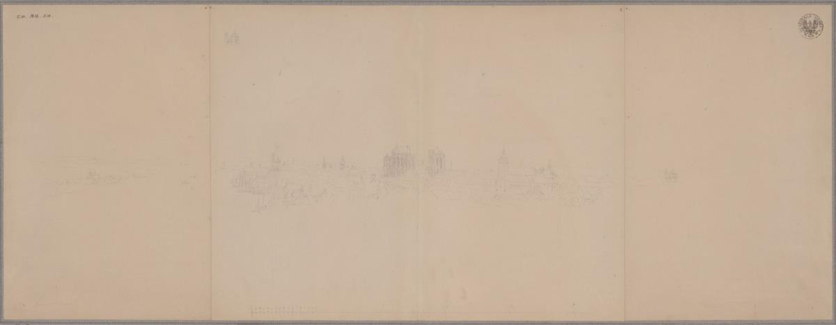 Köln. Ansicht von Sankt Kunibert aus. Vorzeichnung für die Titelvignette in Sulpiz Boisserées "Domwerk"