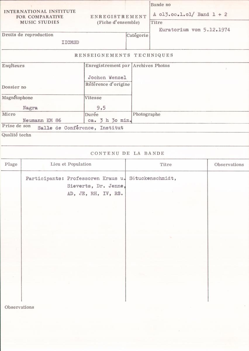 Kuratorium vom 5.12.1974