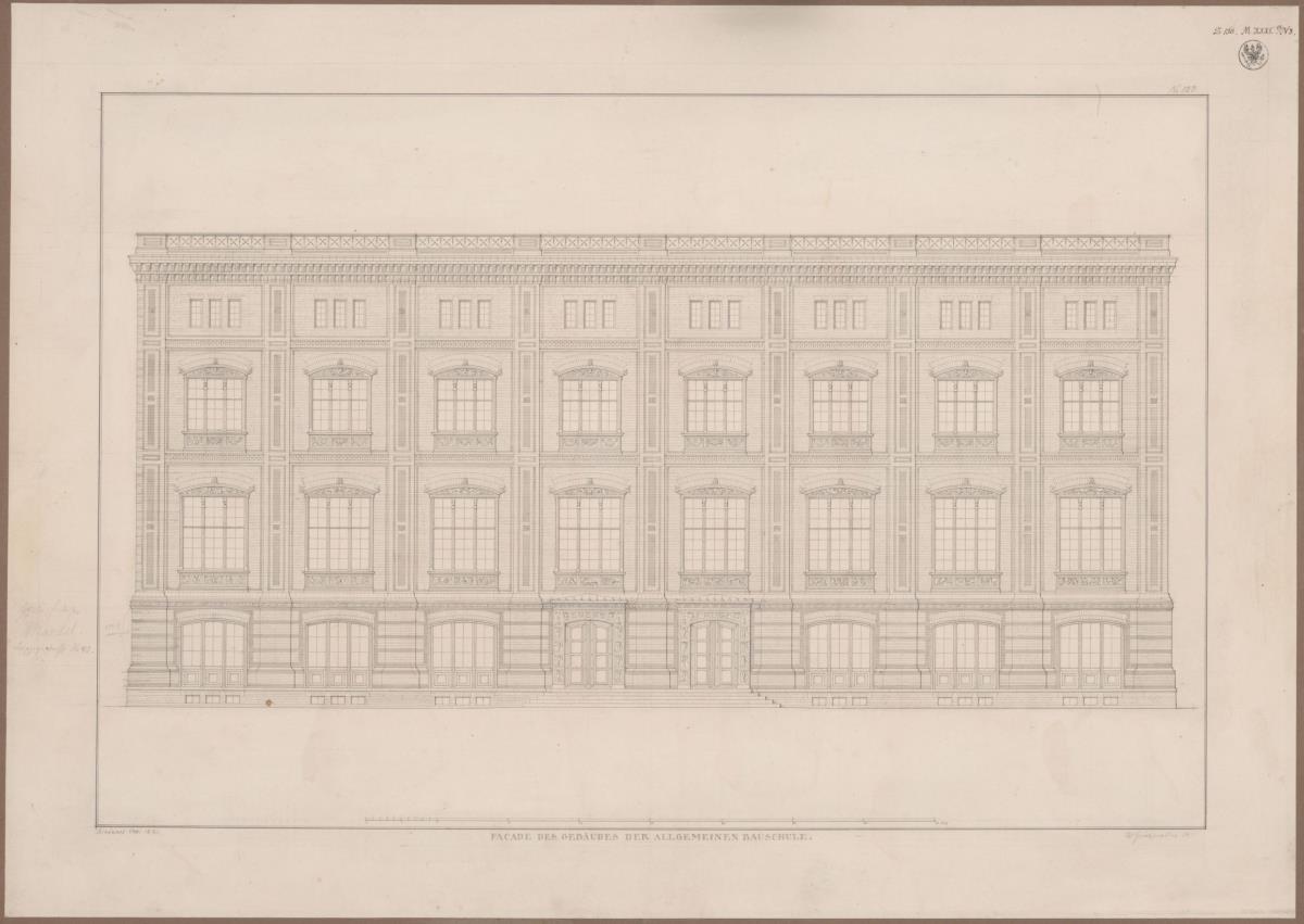Berlin. Bauakademie. Aufriss der Hauptfassade