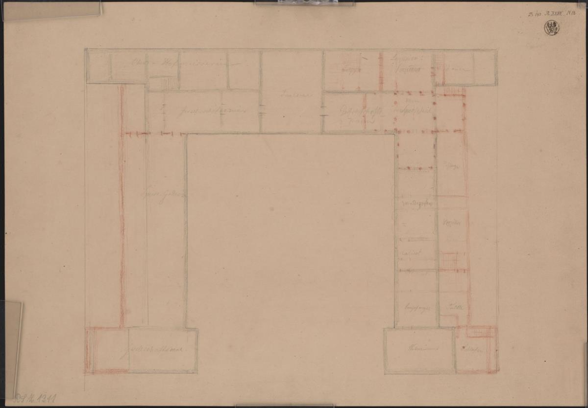 Berlin, Wilhelmstraße 72. Palais des Prinzen Friedrich von Preußen, Grundriss des ersten Stockwerks
