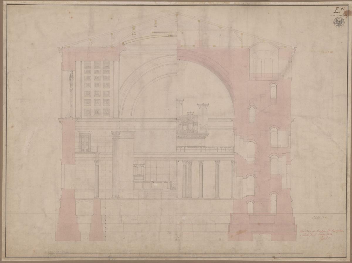 Potsdam. Nikolaikirche. Zwei Querschnitte des Ausführungsentwurfs