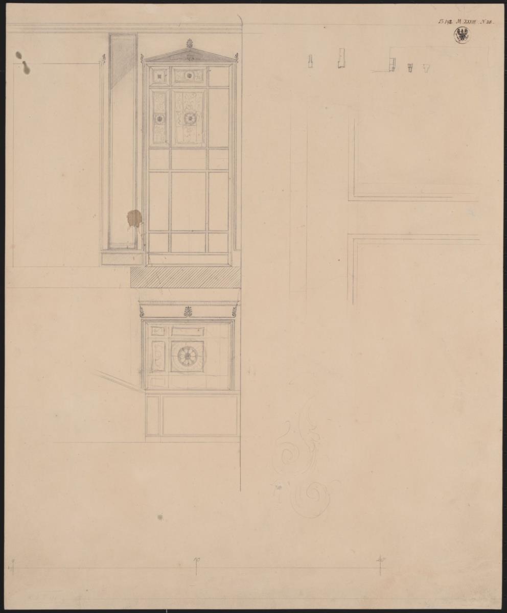 Berlin, Unter den Linden 37. Generalkommando, Wohnung des Prinzen Wilhelm von Preußen, Entwurf zum Treppenhaus