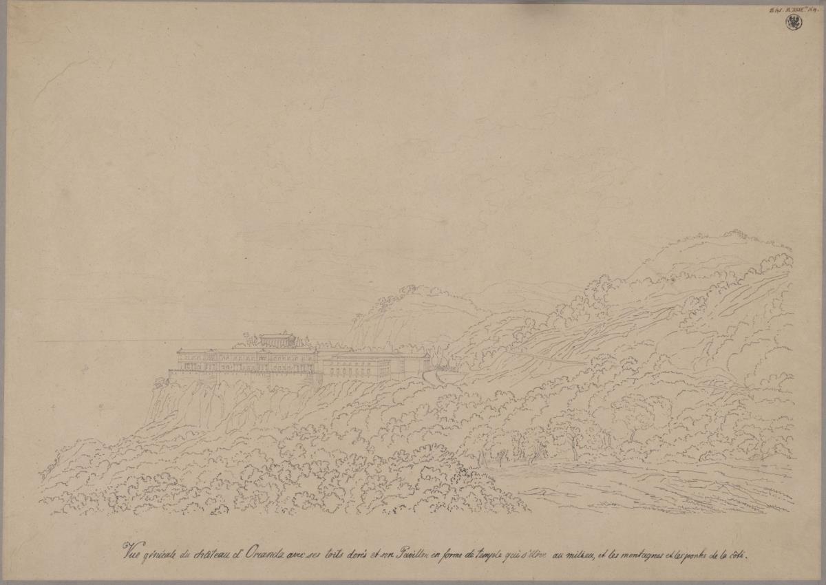 Schloss Orianda auf der Krim. Antikischer Entwurf. Ansicht