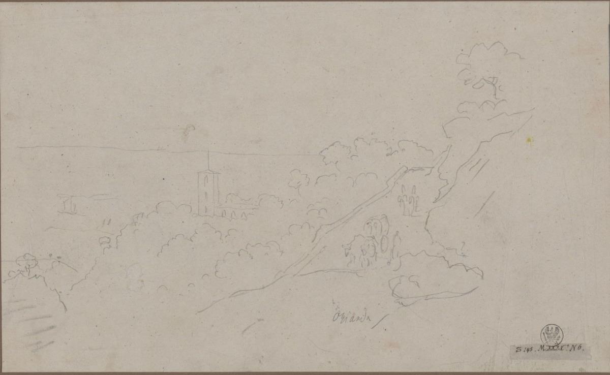 Schloss Orianda auf der Krim. Ansicht des Schlosses und der Umgebung vor der Planung