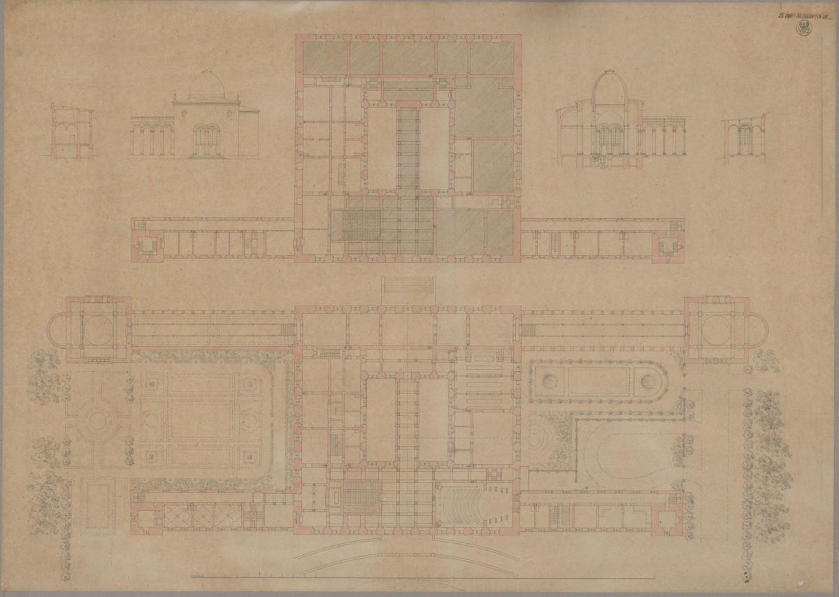 Litauen. Palais Wittgenstein. Grundrisse, Aufriss und Ansicht des Pavillons
