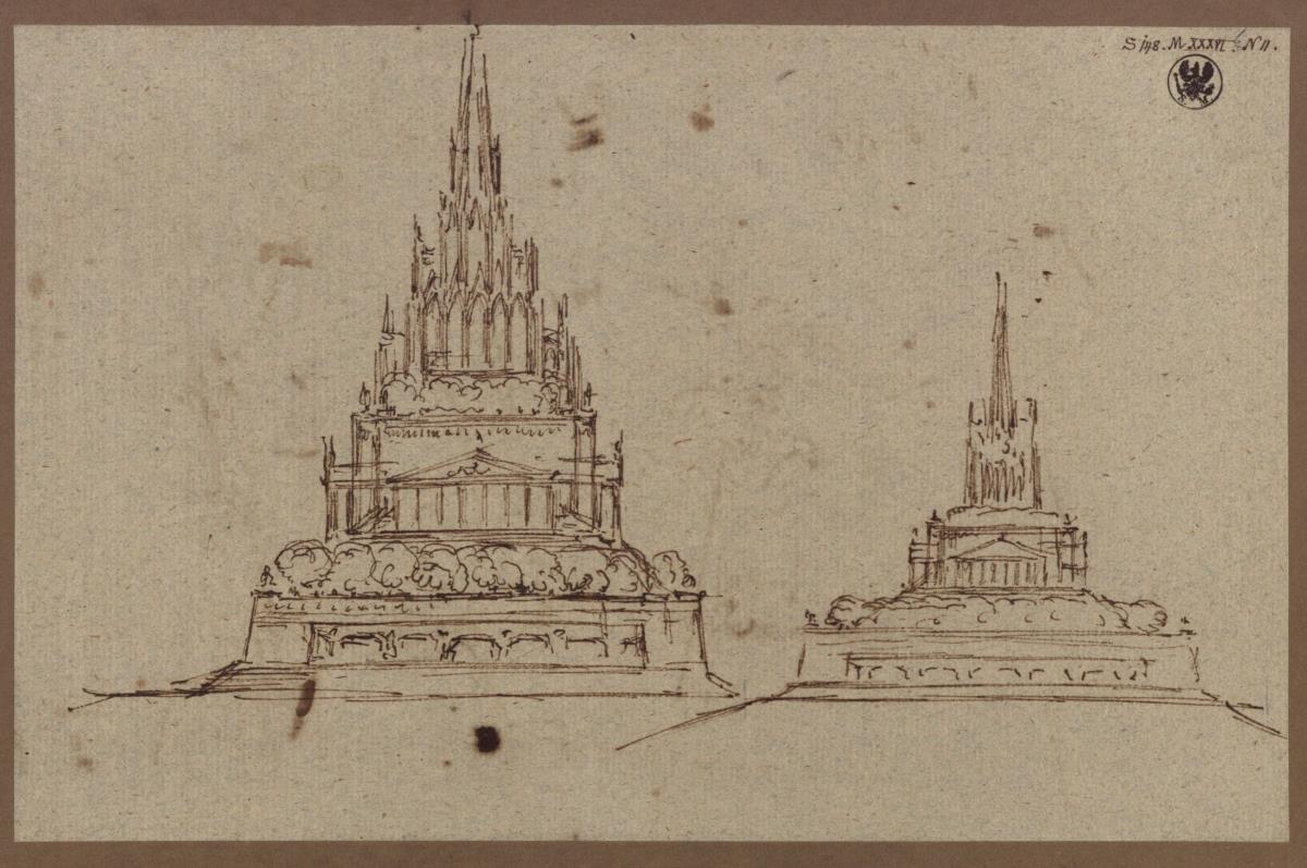 Berlin. Entwurf zum Kreuzbergdenkmal / Entwurf zu einem Denkmal für die Befreiungskriege. Veränderte Ansicht