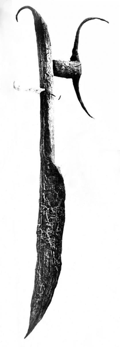Messer mit zyprischer Inschrift und ein mit dem Messer gefundener, ebenfalls eiserner Ochsenkopf