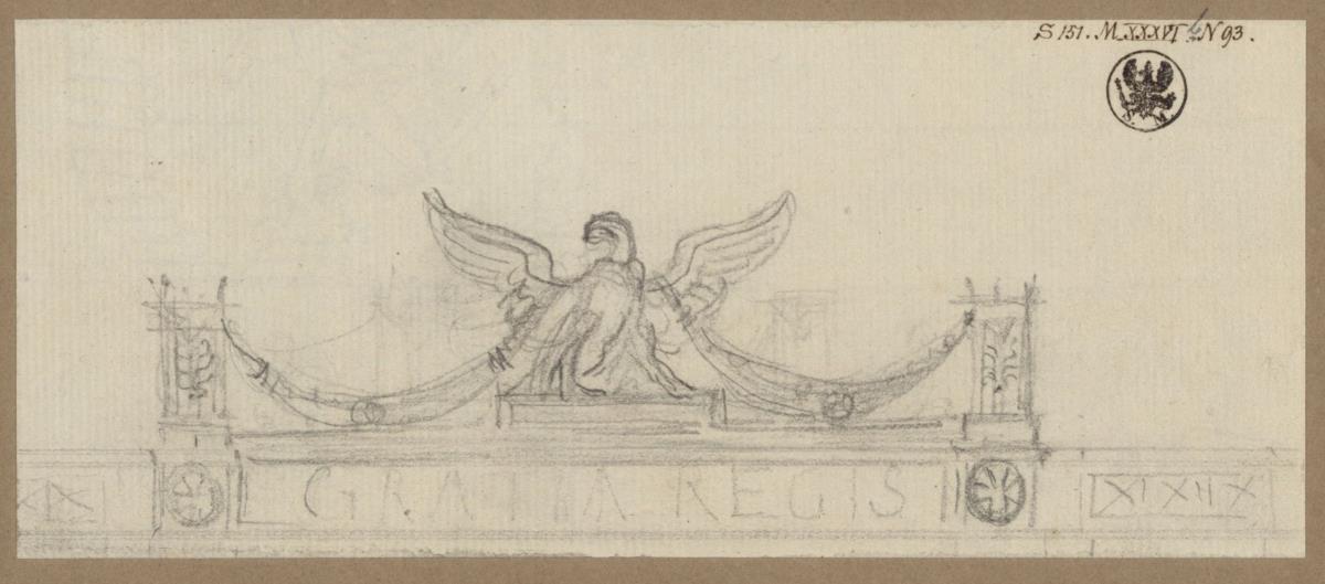 Bekrönung mit Adler und Festons