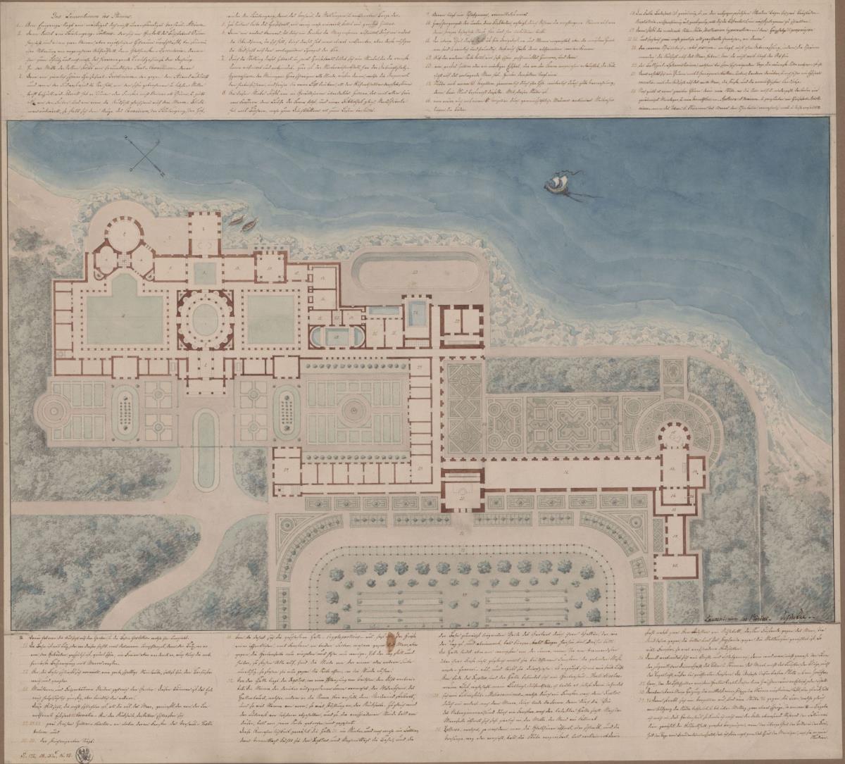 Rekonstruktion der Villa Laurentina nach Plinius. Gesamtgrundriss