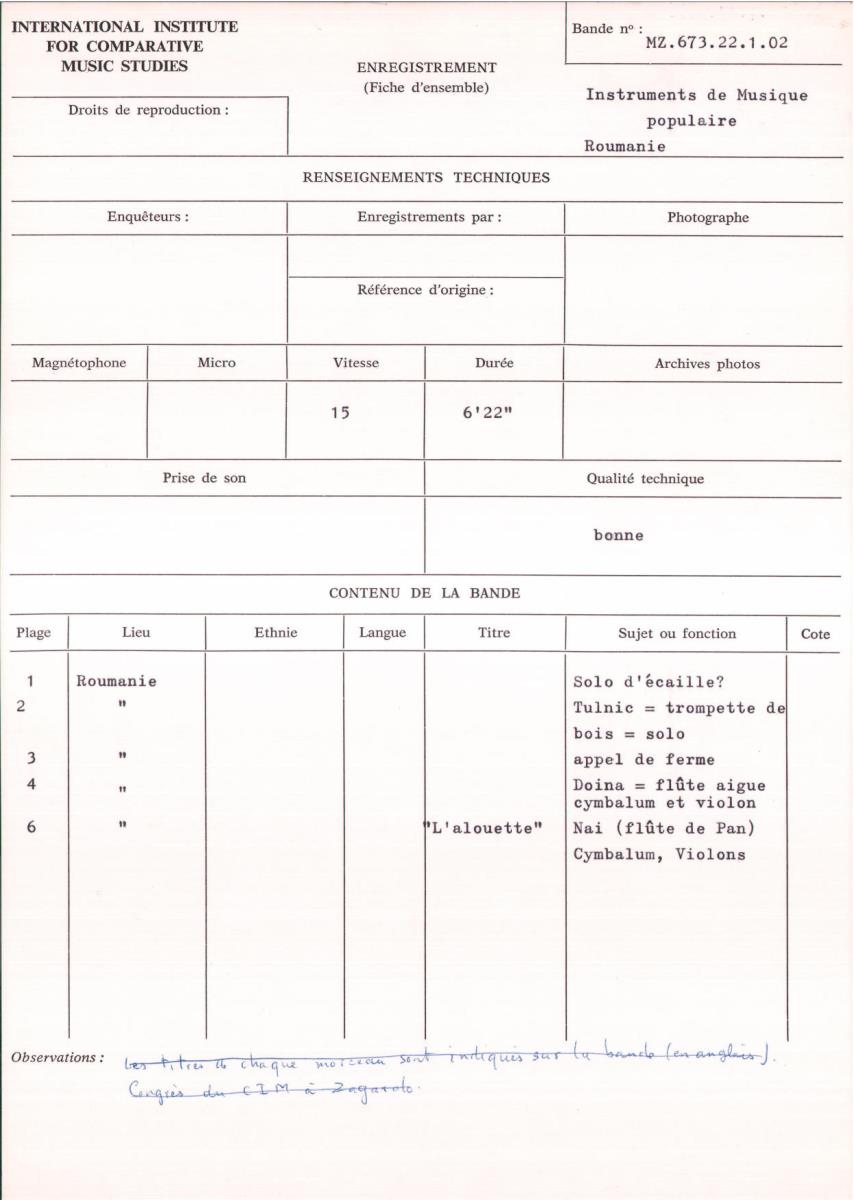 Rumänien, Instrumente der Volksmusik
